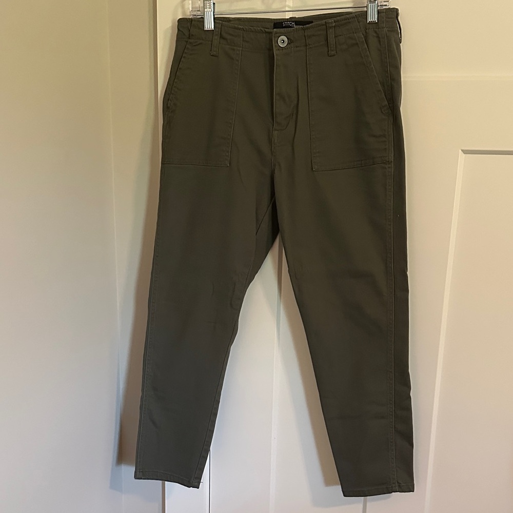 Stitch Star Womens Army Green Ankle Length Pants Size 12